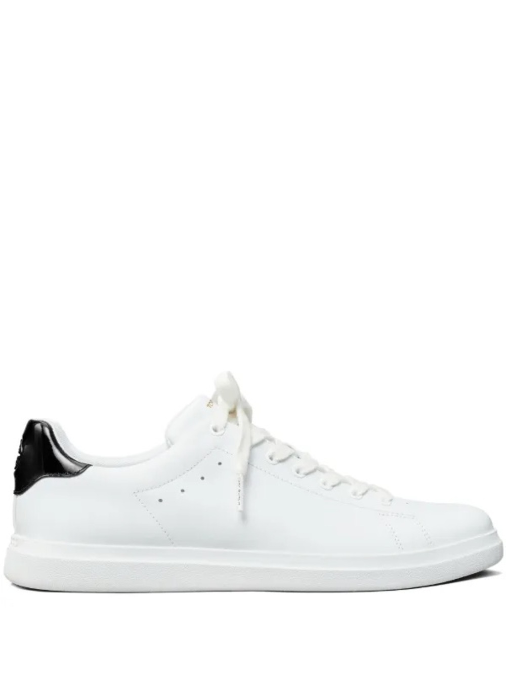 Tory Burch Howell Court White Leather Low-Top Sneaker with Black Heel